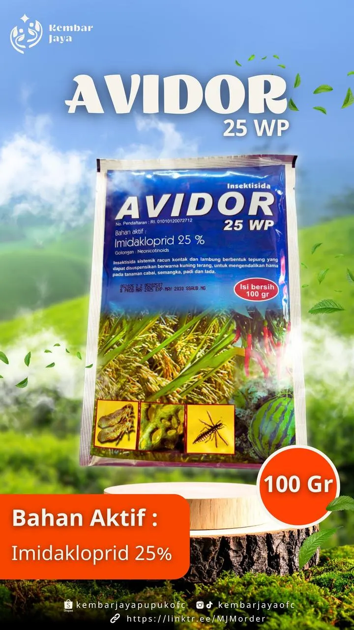 Kemasan Avidor 25 WP, Imidakloprid 25%