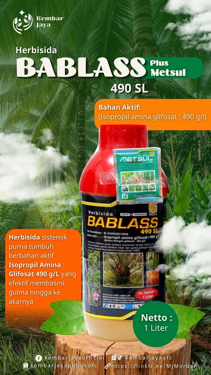 Kemasan Bablass Plus Metsul 490 SL, Isopropil amina glifosat 490 g/l