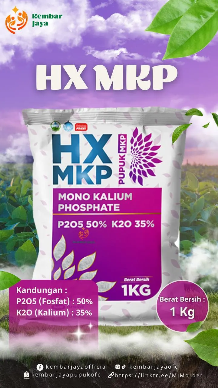 Kemasan HX MKP, P2O5 (fosfat) 50%, K2O (kalium) 35%