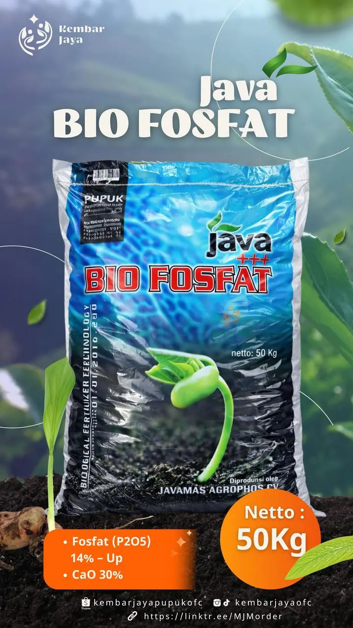 Kemasan Java Bio Fosfat, Fosfat (P2O5) 14% ke atas, CaO 30%