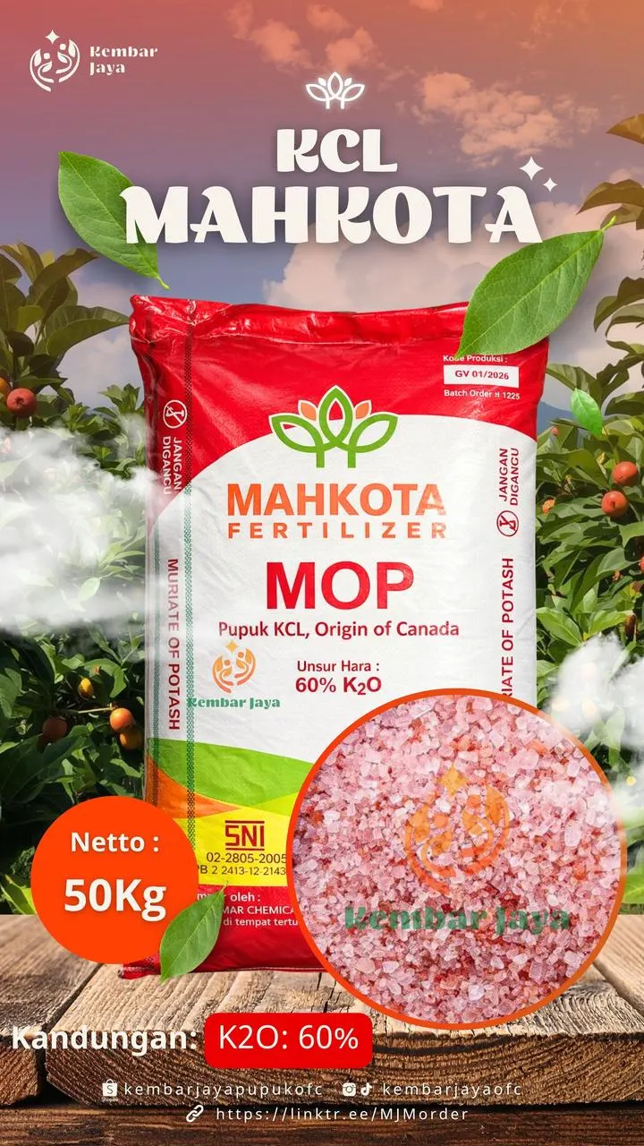 Kemasan KCl Mahkota, K2O 60%
