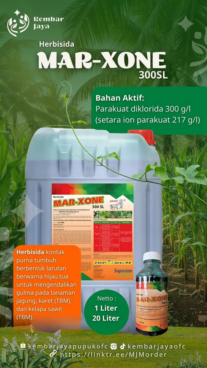 Kemasan Mar-Xone 300 SL, Parakuat diklorida 300 g/l