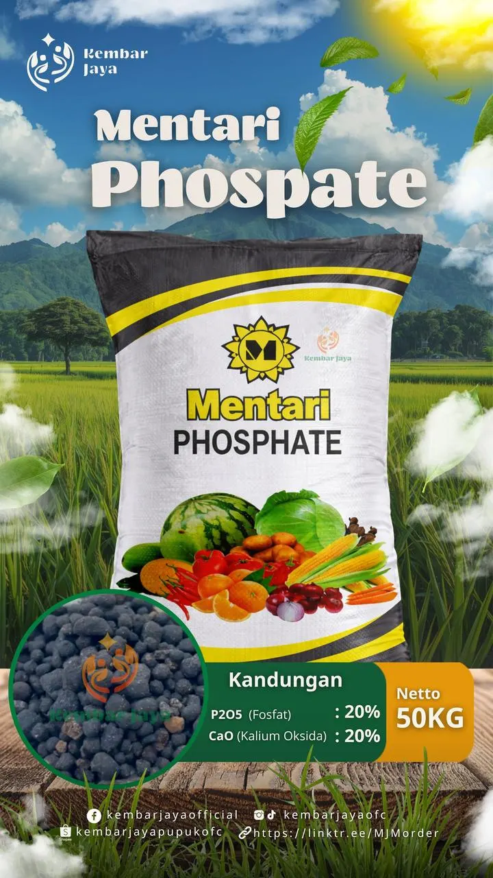 Kemasan Mentari Phospate, P2O5 (fosfat) 20%, CaO 20%
