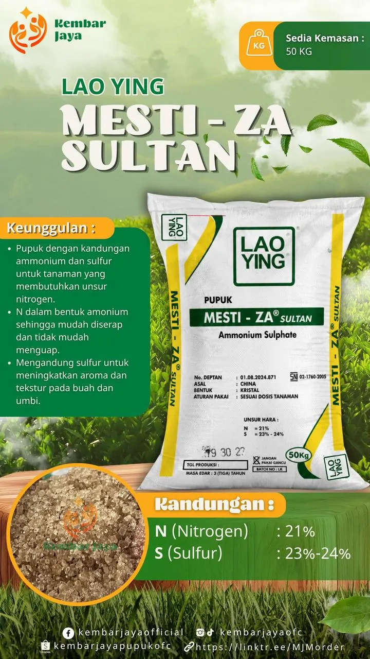 Kemasan Lao Ying Mesti-ZA Sultan, Nitrogen 21%, Sulfur 23-24%