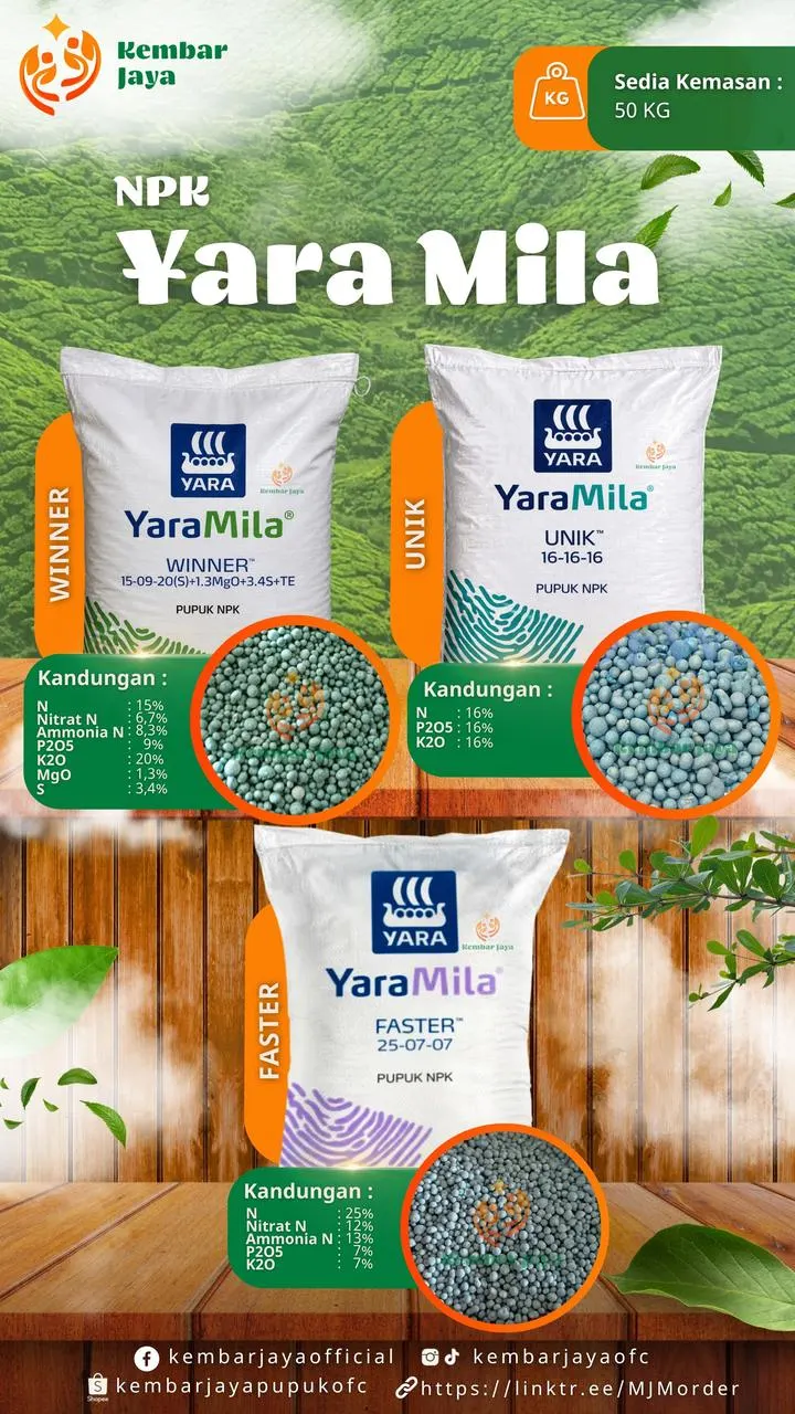 Kemasan NPK YaraMila, Tersedia dalam kemasan 50 kg