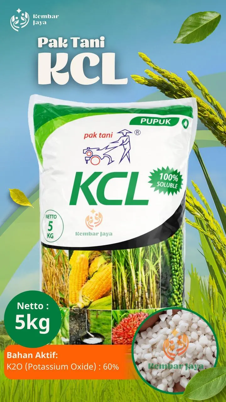 Kemasan Pak Tani KCL, K2O (kalium oksida) 60%