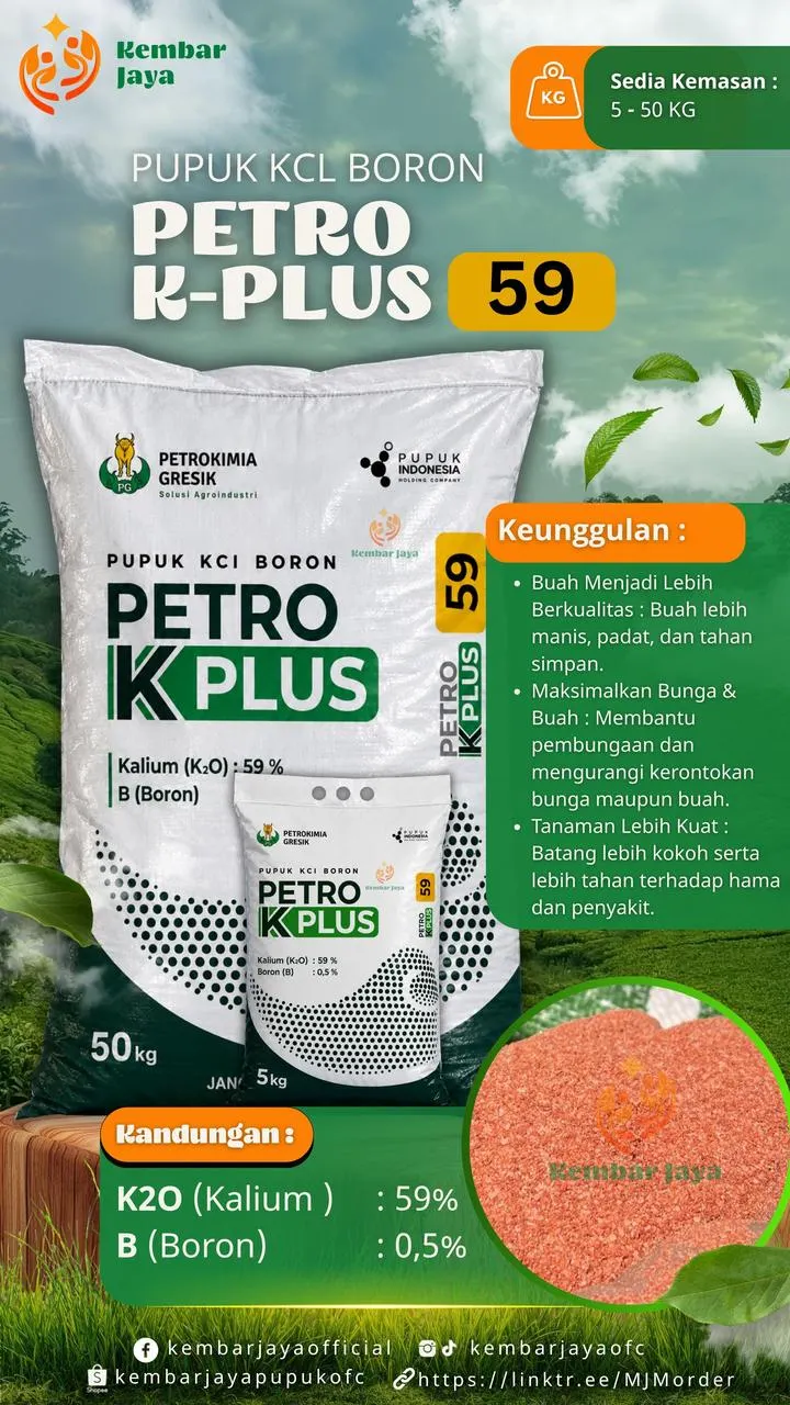Kemasan Petro K-Plus 59, Pupuk KCl Boron