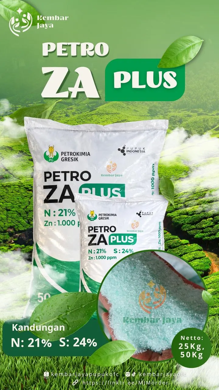 Kemasan Petro ZA Plus, Nitrogen 21%, Sulfur 24%, Zn 1.000 ppm