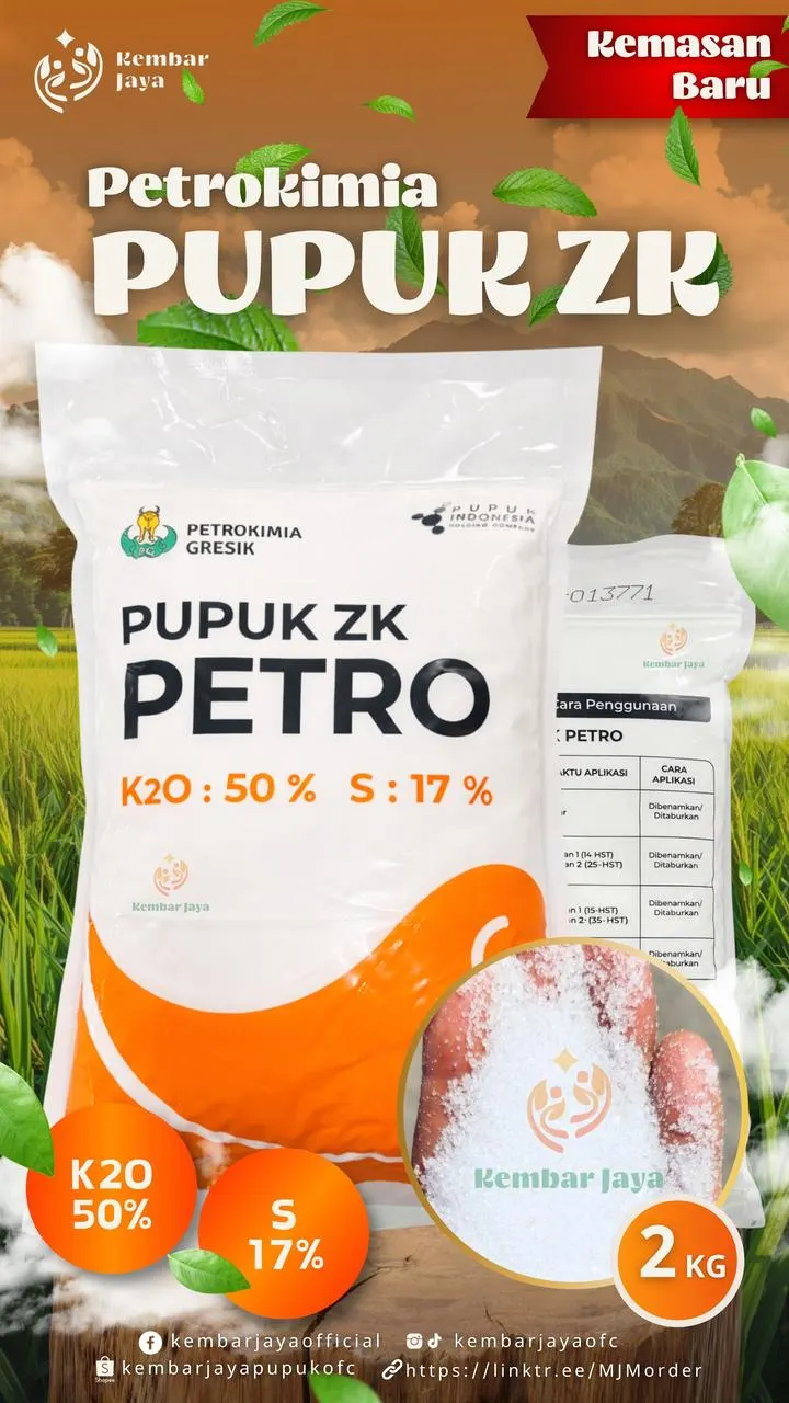 Kemasan Petrokimia Pupuk ZK, K2O 50%, Sulfur 17%