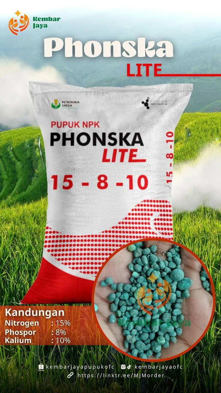 Kemasan Phonska Lite 15-8-10, Nitrogen 15%, Fosfor 8%, Kalium 10%