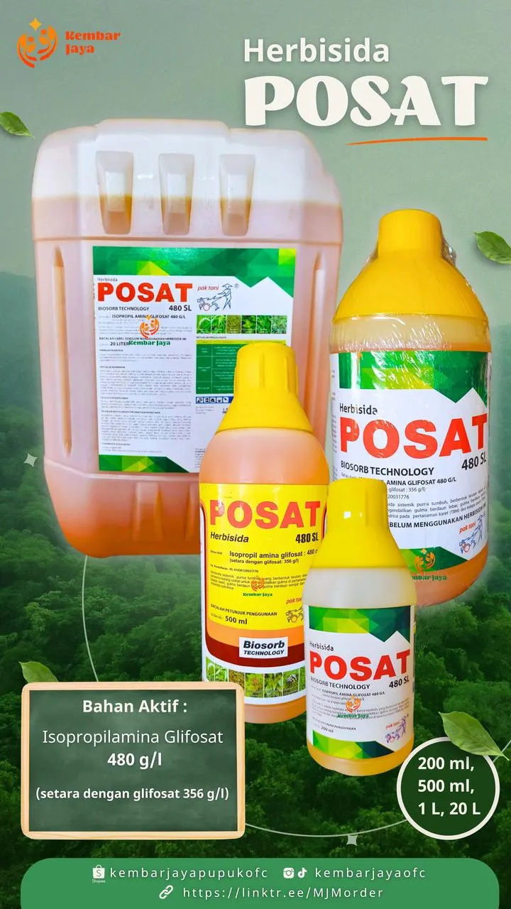 Kemasan Posat, Isopropilamina glifosat 480 g/l (setara dengan glifosat 356 g/l)
