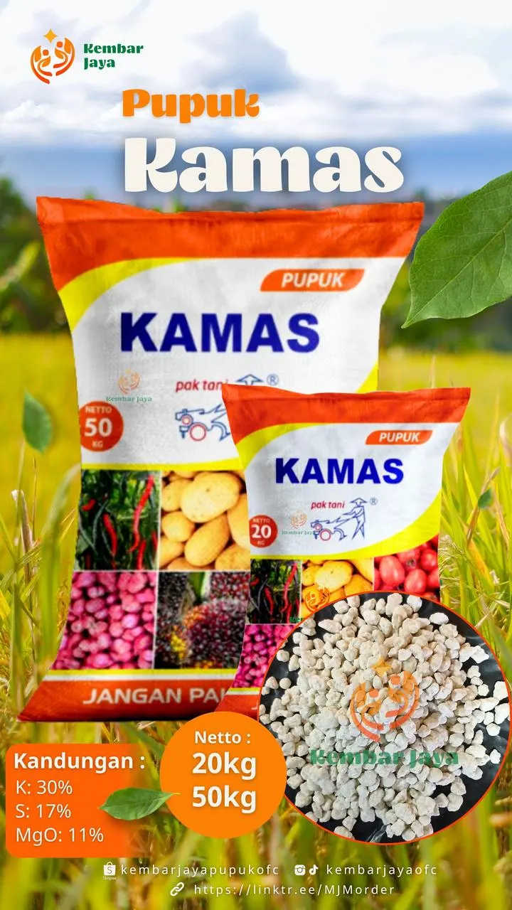 Kemasan Pupuk Kamas, Kalium 30%, Sulfur 17%, MgO 11%