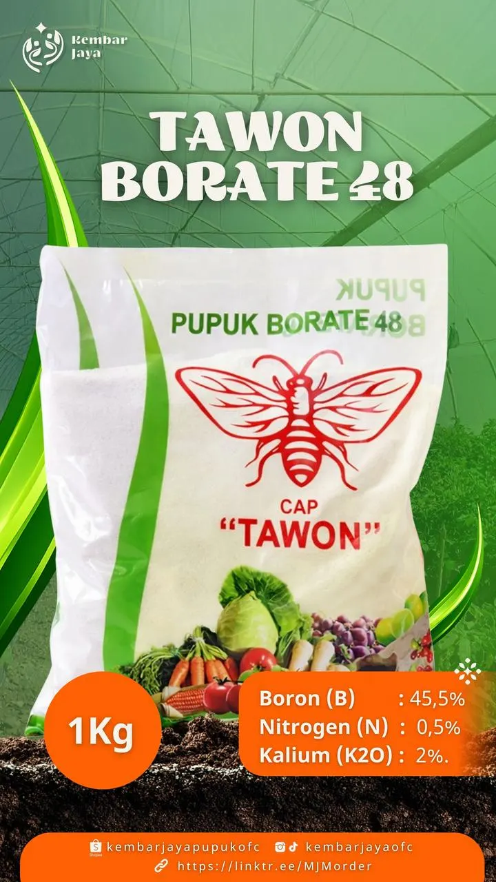 Kemasan Tawon Borate 28, Boron 45,5%, Nitrogen 0,5%, Kalium (K2O) 2%