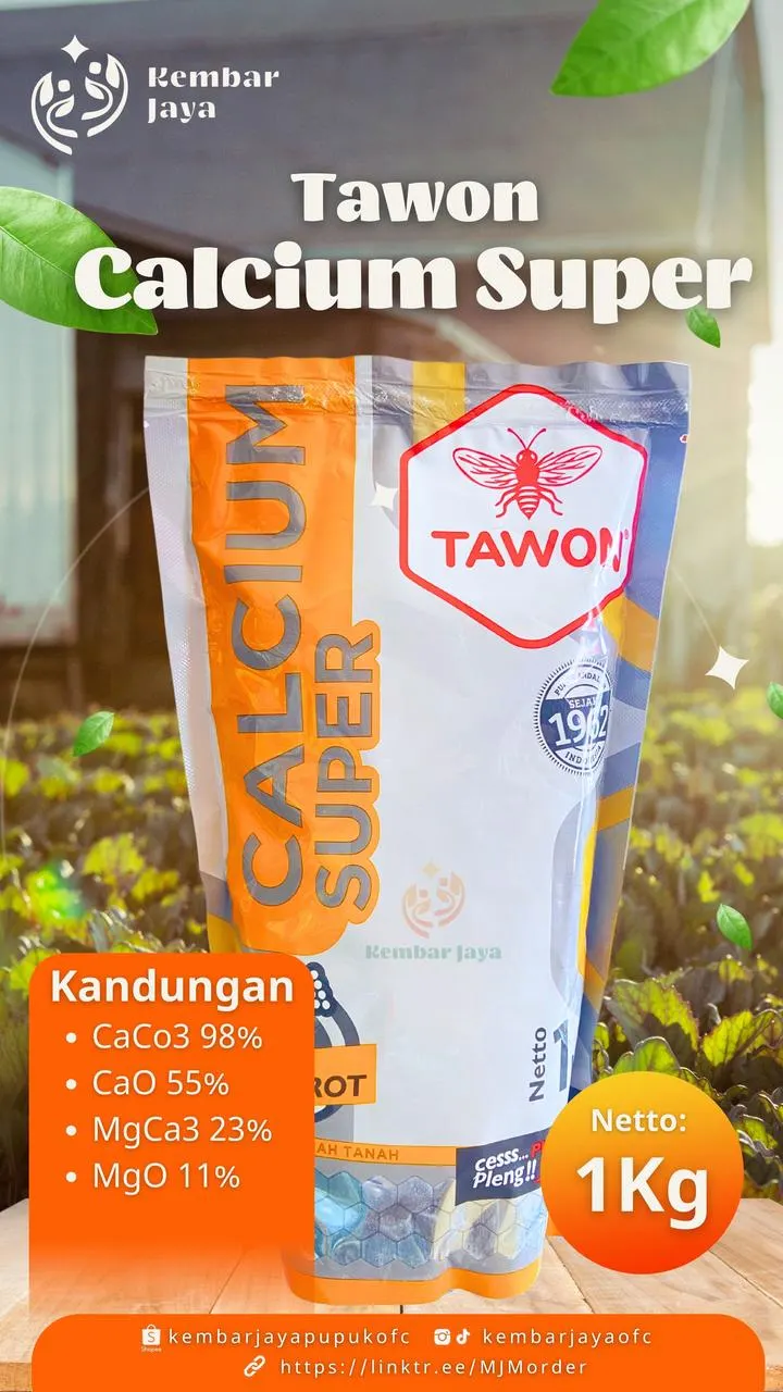 Kemasan Tawon Calcium Super, CaCO3 98%, CaO 55%, MgCa3 23%, MgO 11%