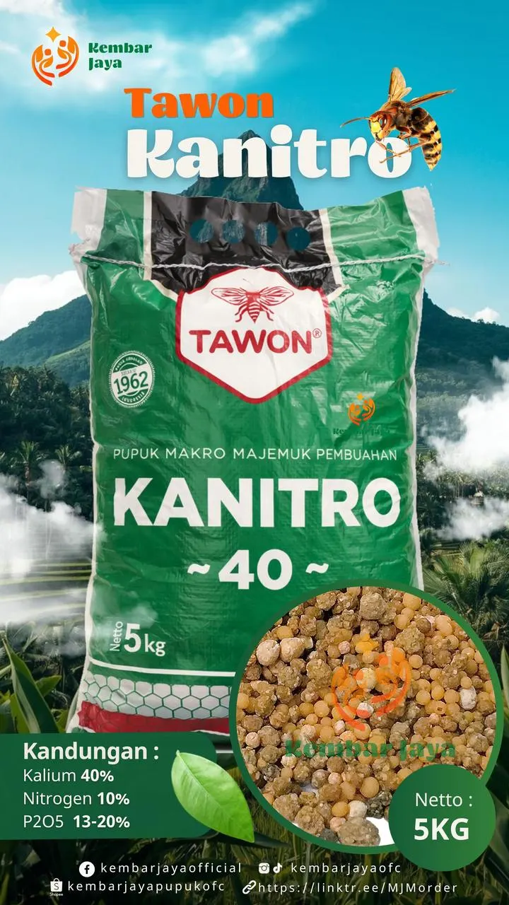 Kemasan Tawon Kanitro, Kalium 40%, Nitrogen 10%, P2O5 13-20%