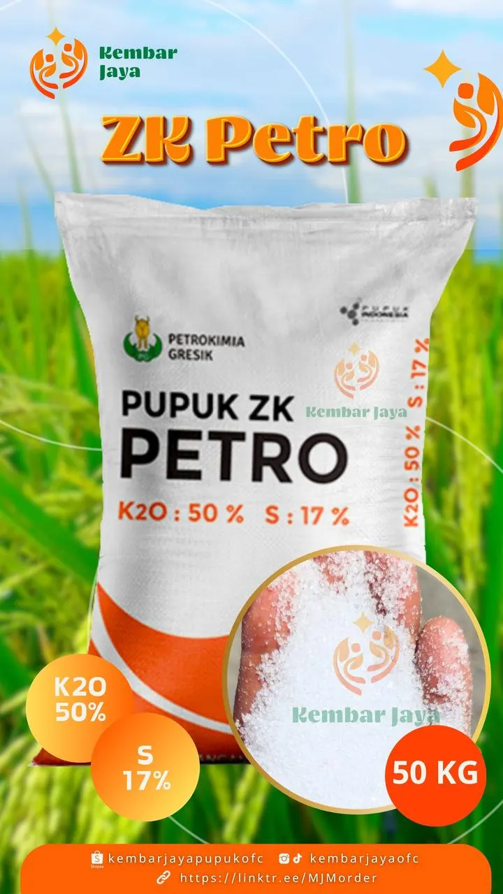 Kemasan ZK Petro, K2O 50%, Sulfur 17%
